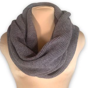 All Saints Scarf Coxon Snood Cable Knit Infinity Tan Gray Circle Wool Cashmere